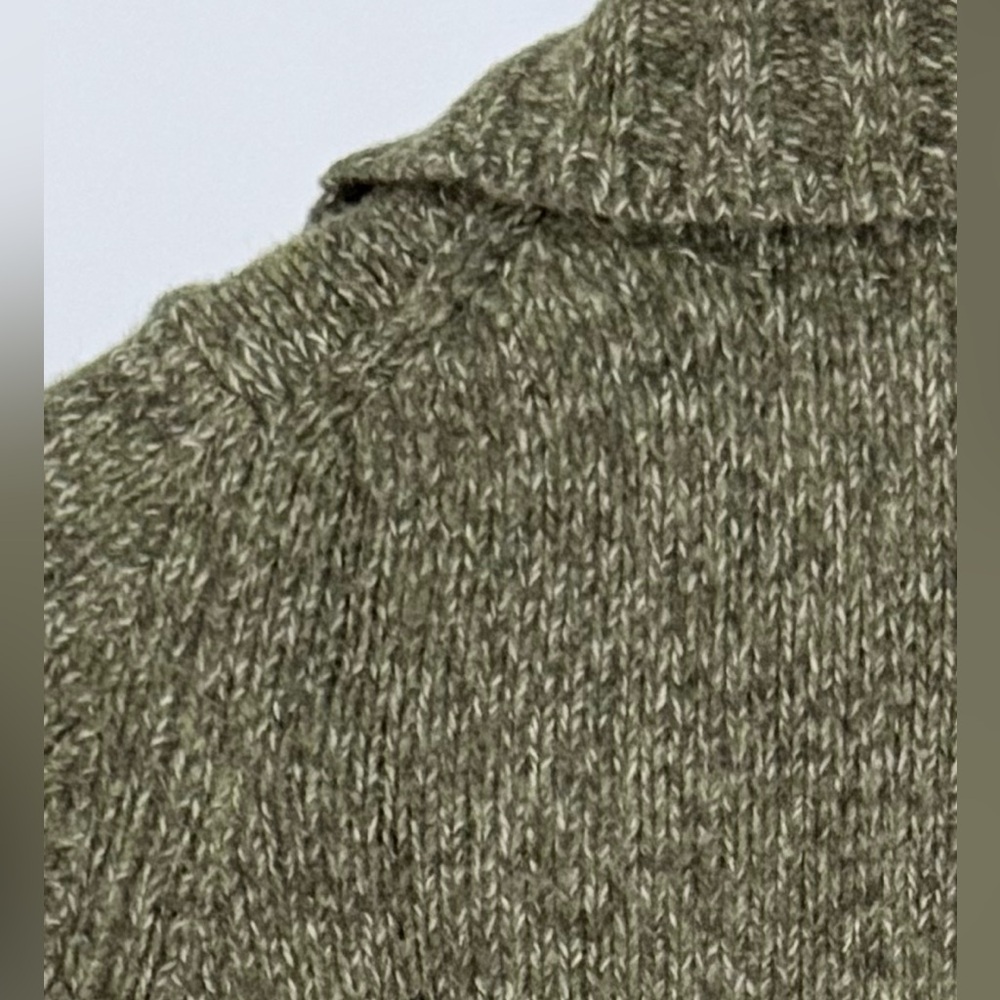 Vintage Express Merino Wool Blend Duster Cardigan Sweater S Olive Marled Knit - Picture 7 of 14